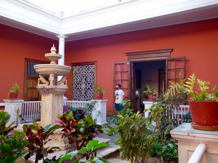 Architecte contemplant son patio